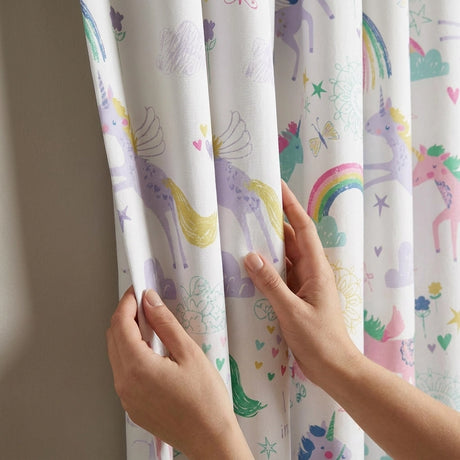 Rainbow Unicorn Kids Tape Top Curtains 3