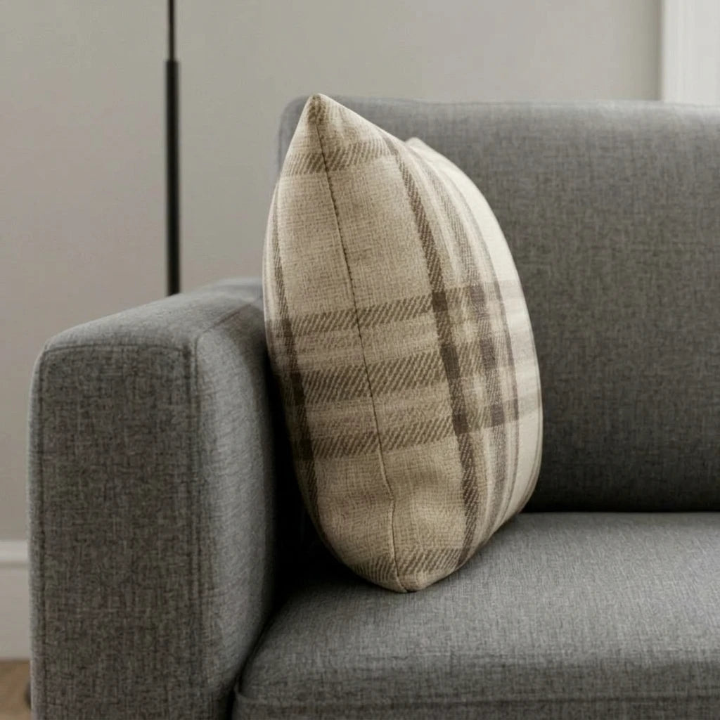 Highland Check Natural Cushion Cover 17" x 17 2