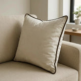 Piped Velvet Natural / Chocolate Cushion Cover s 43cm x 43cm 43x43cm