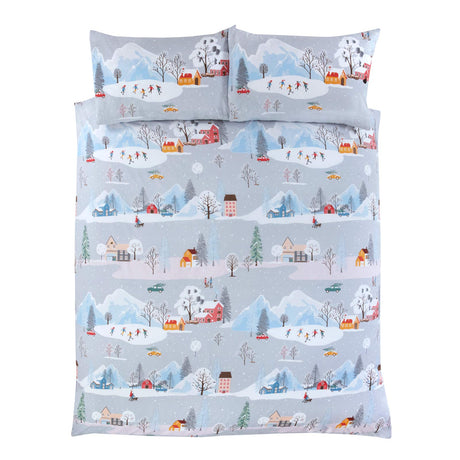 Christmas Winter Town Duvet Cover Set by Rapport Home