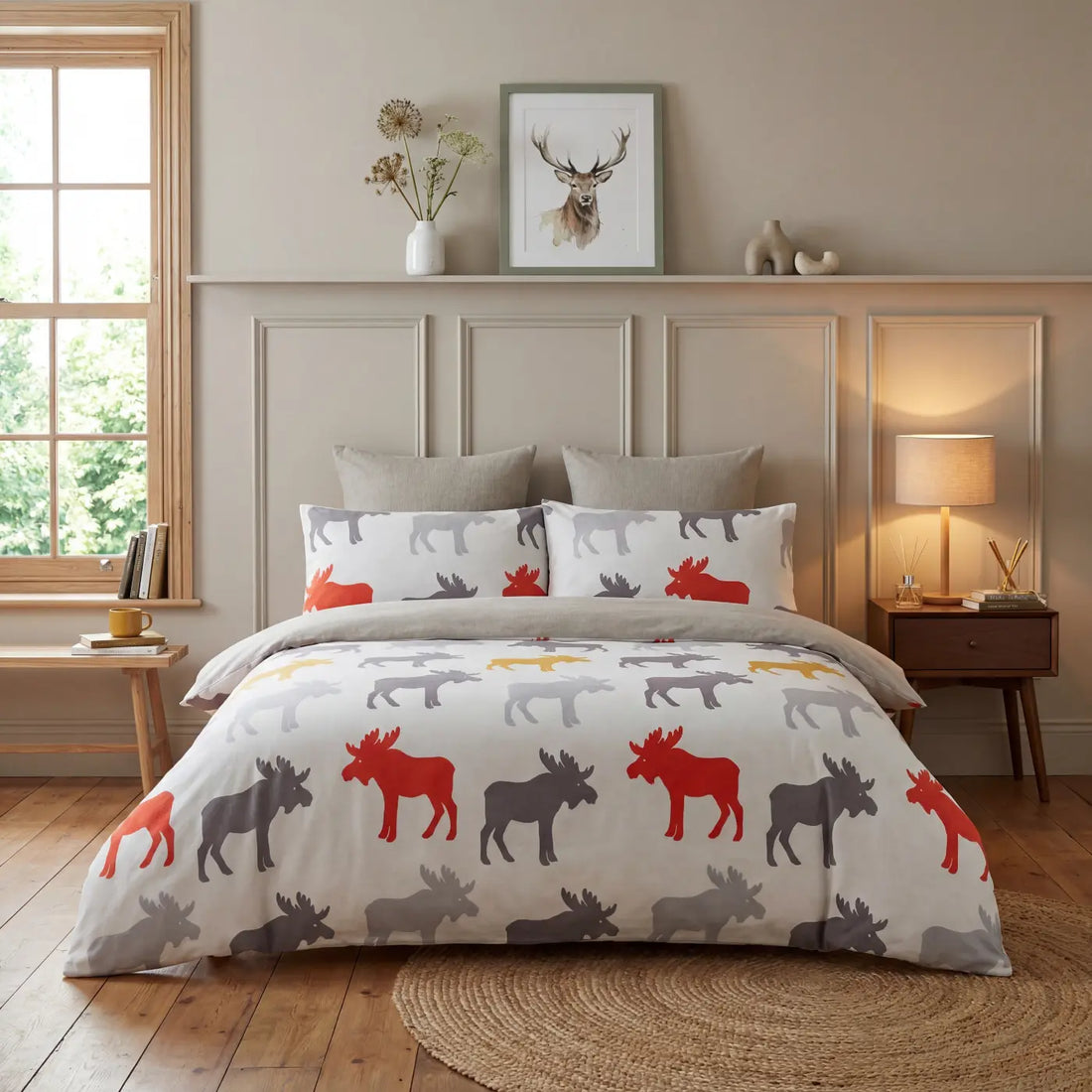 Moose Flannelette Duvet Cover Set Ochre