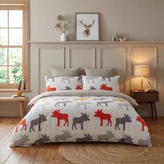 Moose Flannelette Duvet Cover Set Ochre