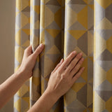 Skandi Jacquard Lined Eyelet Curtains Ochre 3