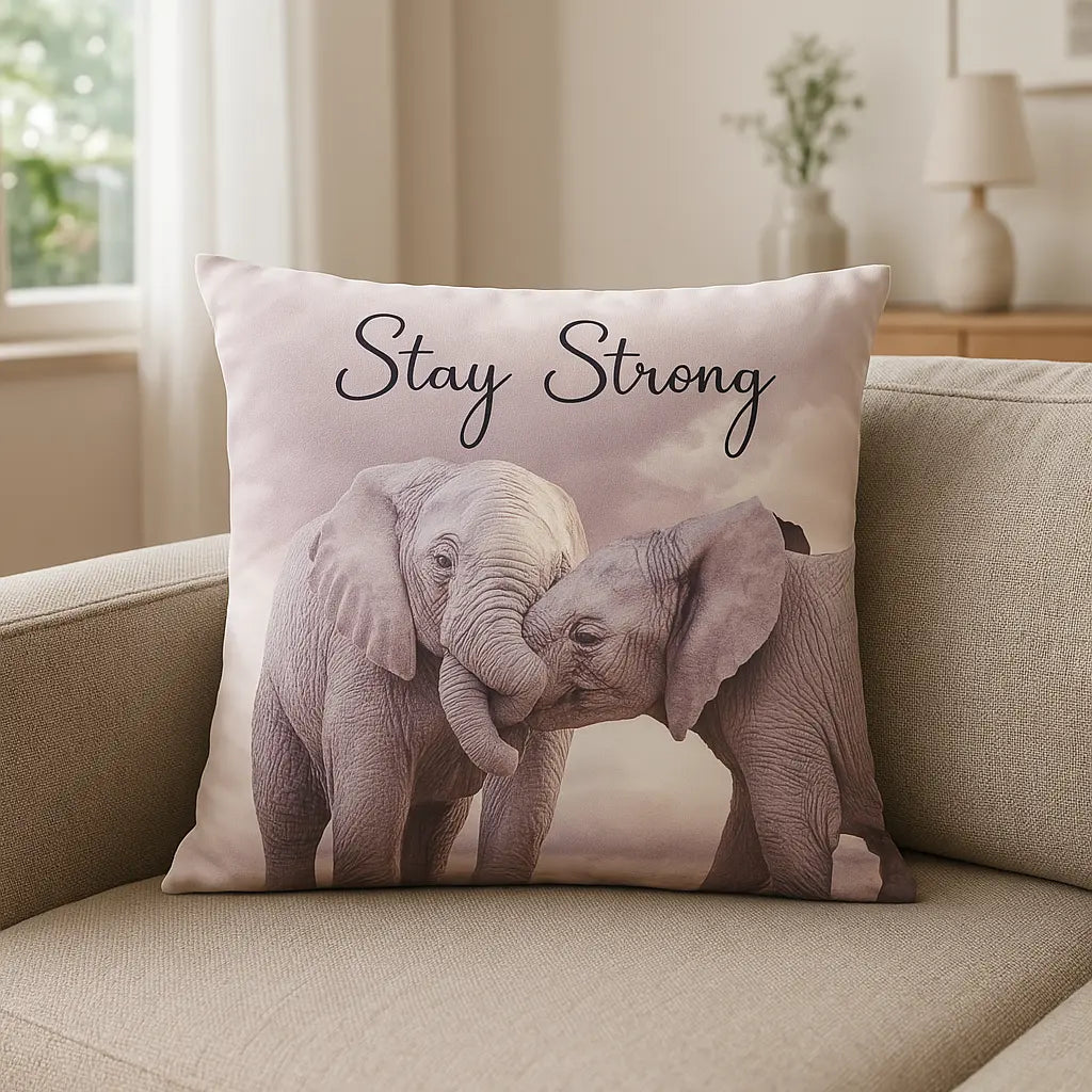 Animal and Inspirational Velvet Cushion Cover 45cm x 45cm - Stay Strong