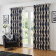 Matrix Eyelet Ring Top Curtains Pair - Blue / Gold