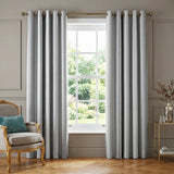 Whitworth Stripe Lined Eyelet Curtains - Grey