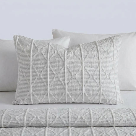 Crinkle Stripe Textured White Recycled Duvet Cover Set 3