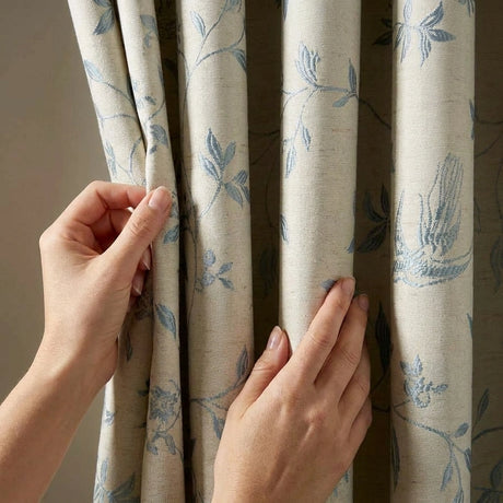 Bird Trail Jacquard Tape Top Pencil Pleat Curtains Beige 3