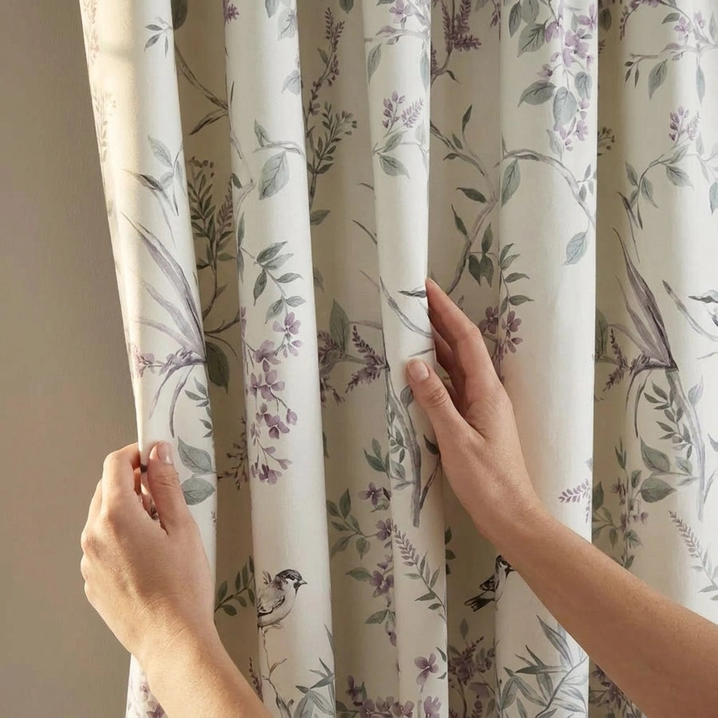 Jazmine Floral Pencil Pleat Ready Made Tape Top Curtains 3