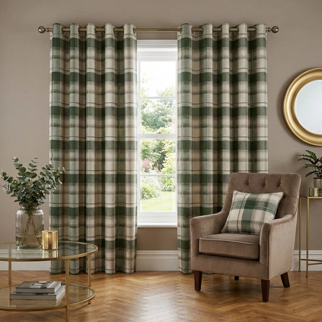 Balmoral Tartan Check Eyelet Curtains Ready Made 13