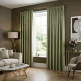 Dijon Blackout Thermal Tape Top Pencil Pleat Curtains - Green