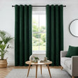 Chenille Blackout Eyelet Ring Top Curtains - Green