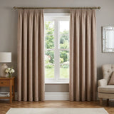 Matrix Thermal Dim Out Tape Top Pencil Pleat Curtains - Latte