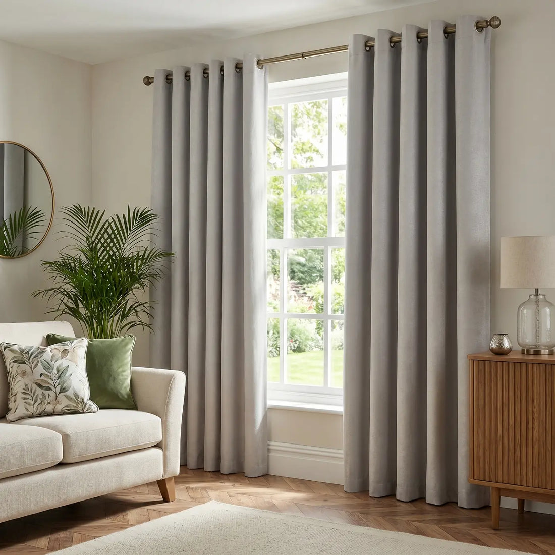 Lined Silver Chenille Thermal Blackout Eyelet Curtains