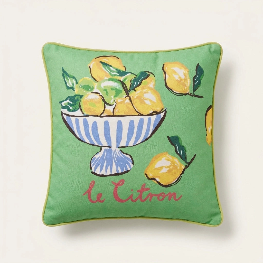 Lemon Fruit Bowl 100% Cotton Outdoor Filled Cushion / Cover 17" x 17" 3