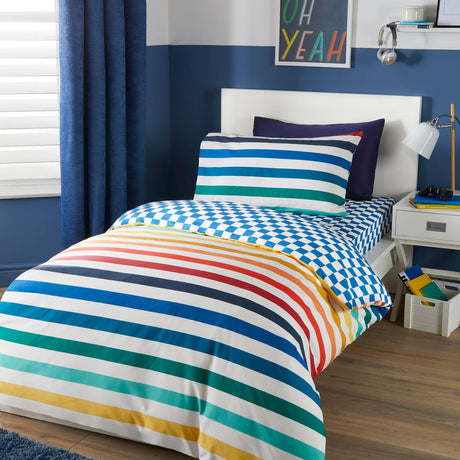 Beckett Stripe Reversible Duvet Cover Set - Multi