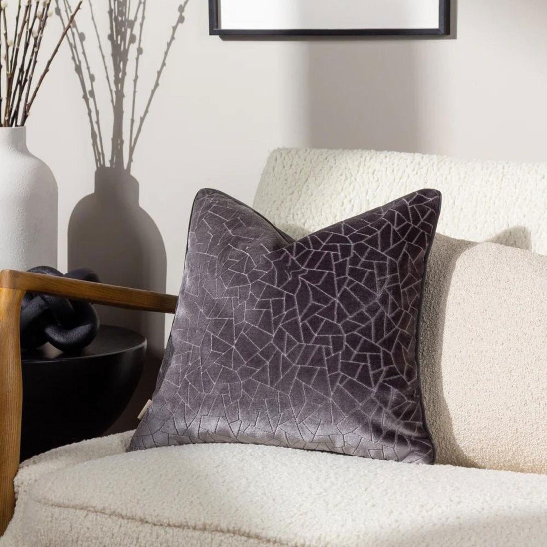 Malans Cut Velvet Stargazer Grey Cushion Cover 45cm x 45cm
