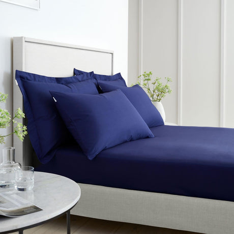 Bianca 200 Thread Count Cotton Percale 32cm Deep Fitted Sheet - Navy