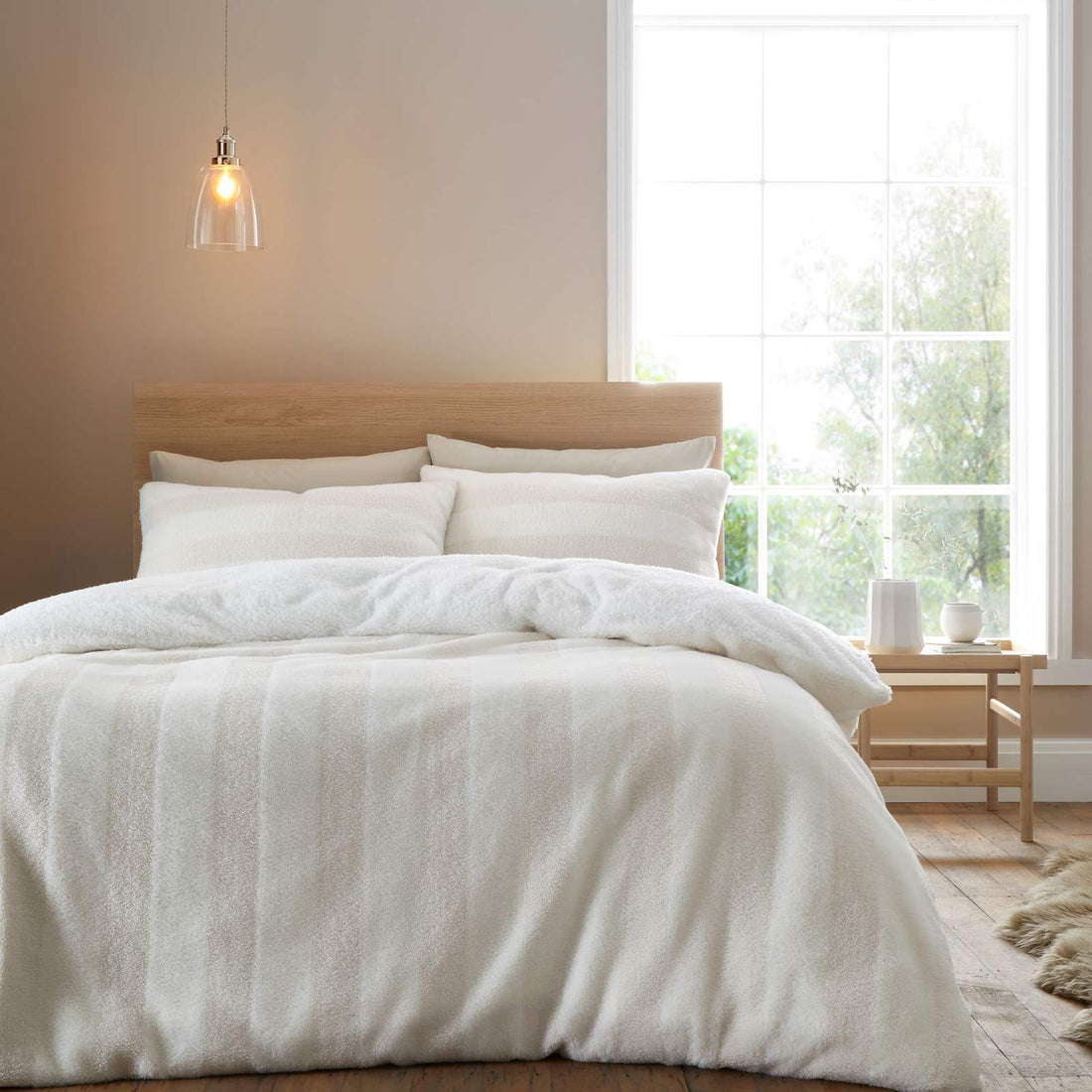 Bianca Cosy Soft Stripe Fur Duvet Cover Set