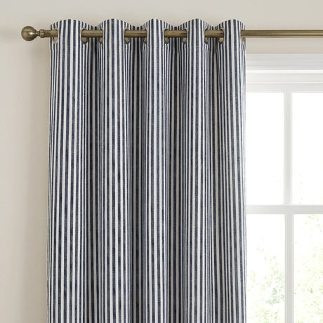 Hebden Lined Eyelet Curtains - Navy image 2