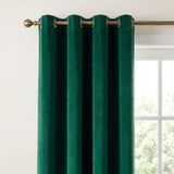 Velvet Blackout Eyelet Curtains - Green image 2