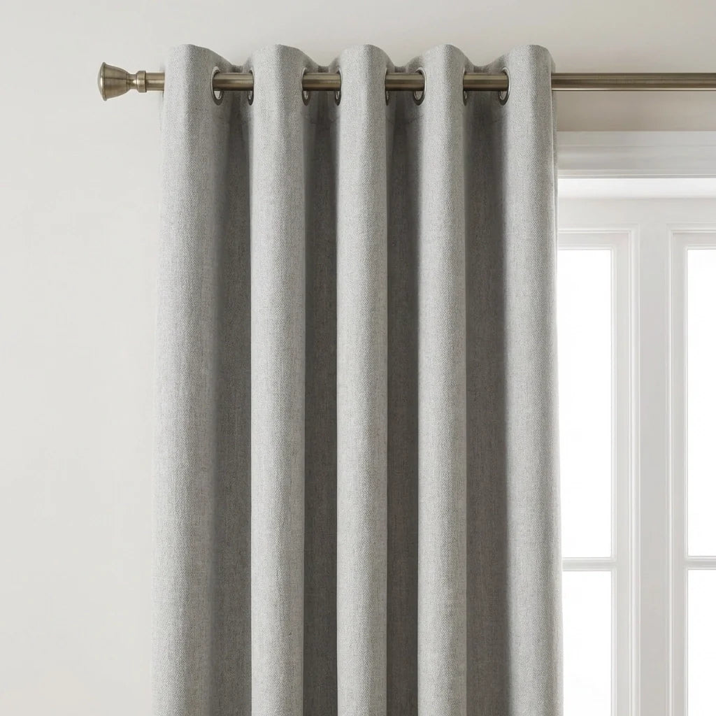 Blackout Linen Look Eyelet Curtains - Slate image 2