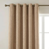 Chenille Blackout Eyelet Ring Top Curtains - Beige image 2