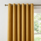 Velvet Chenille Eyelet Curtains - Ochre image 2