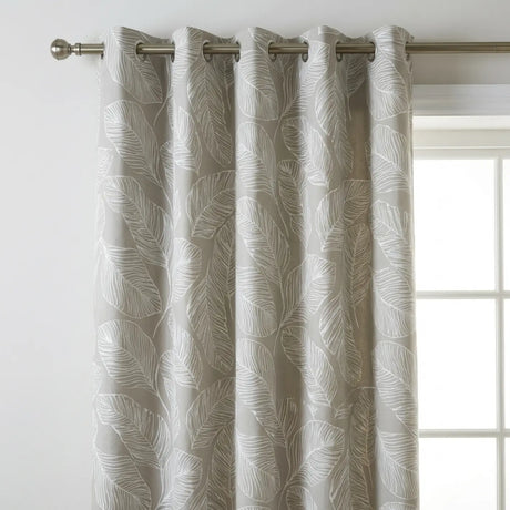 Matteo Leaf Ready Made Cotton Eyelet Curtains 11