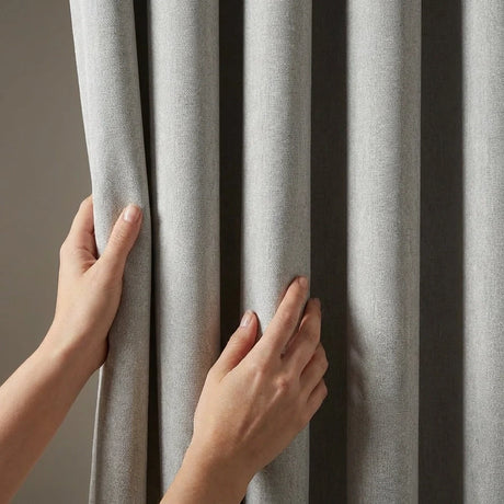 Blackout Linen Look Eyelet Curtains - Slate image 3