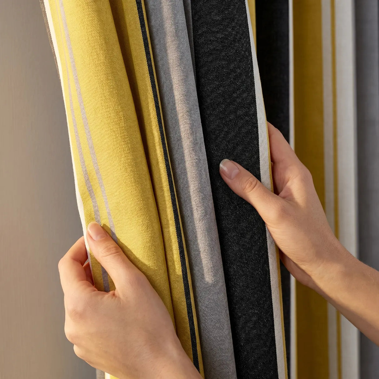 Whitworth Stripe Lined Eyelet Curtains - Ochre image 3