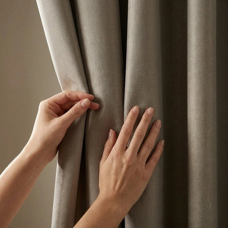 Chenille Blackout Tape Top Pencil Pleat Curtains - Silver image 3