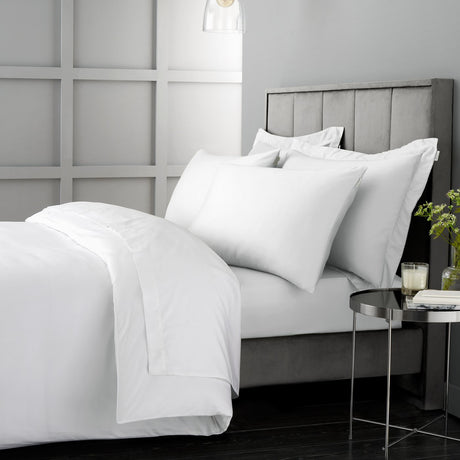 Bianca 400 Thread Count Cotton Sateen Double Duvet Cover Set with Pillowcases White