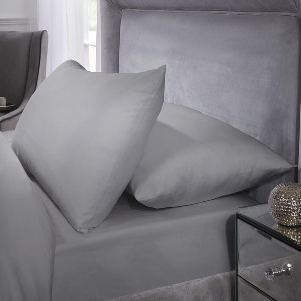 400 Thread Count Cotton Silver Pillowcase Pair - Ideal