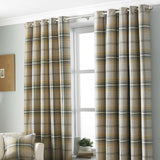 Aviemore Tartan Eyelet Curtains Ochre 90" x 90" by Paoletti
