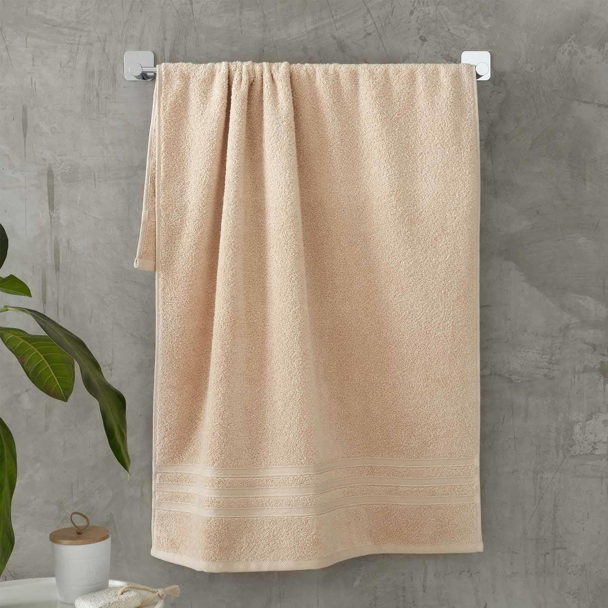 Catherine Lansfield Zero Twist Cotton 500gsm Bath Sheet Towel Bale Pair - Natural