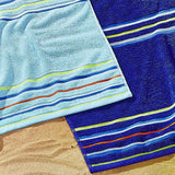 Catherine Lansfield Rainbow 100% Cotton Beach Towel Pair 75x150cm - Rainbow Beach Pair Blue Navy
