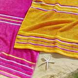 Catherine Lansfield Rainbow 100% Cotton Beach Towel Pair 75x150cm - Rainbow Beach Pair Orange Pink