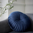 Catherine Lansfield Pleated Round Button Filled Cushion - Navy