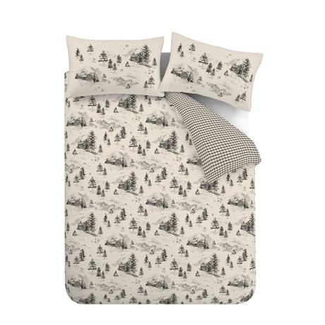 Catherine Lansfield Alpine Village Brushed Cotton Flannelette Duvet Cover Set - Brushed Alpine Fleece Duvet Set