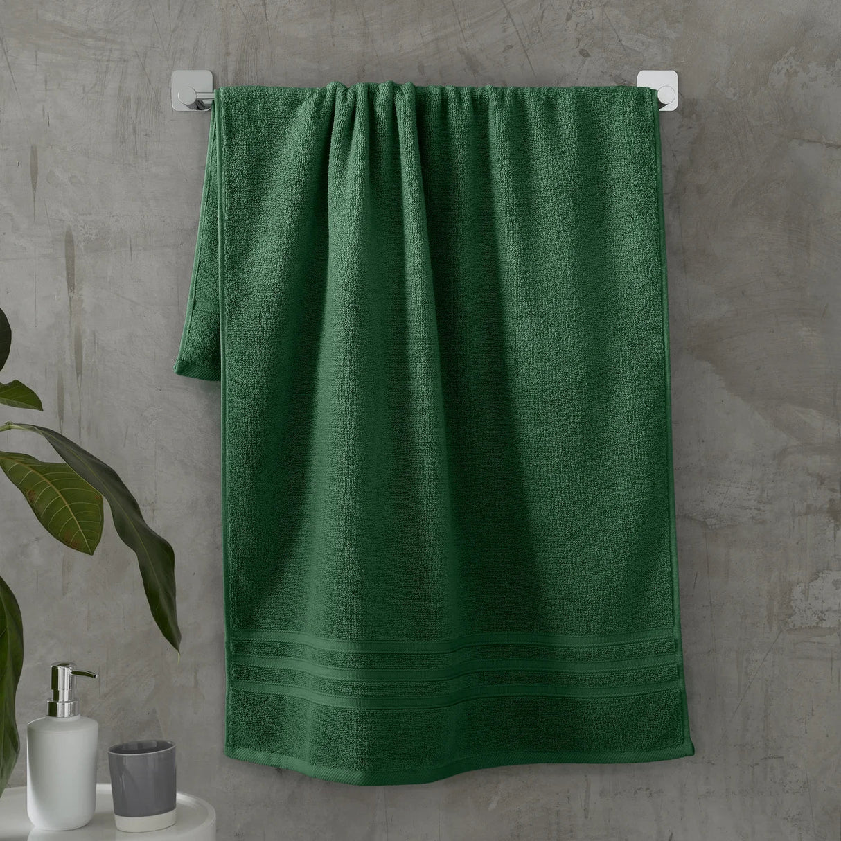 Catherine Lansfield Zero Twist Cotton 450 GSM 100x140cm Bath Sheet Pair - Dark Green