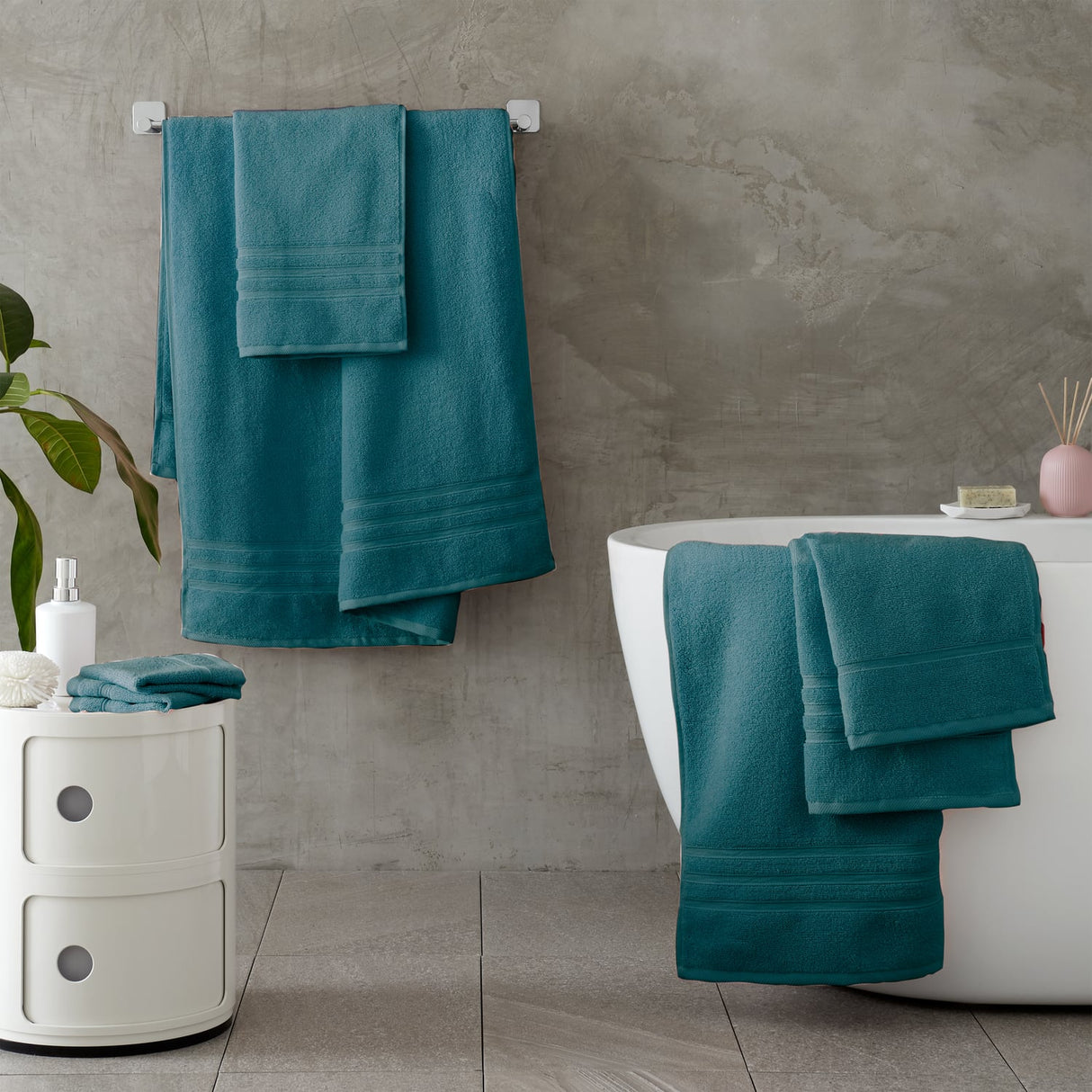 Catherine Lansfield Zero Twist 6 Piece Teal 100% Cotton Towel Bale Set 450gsm