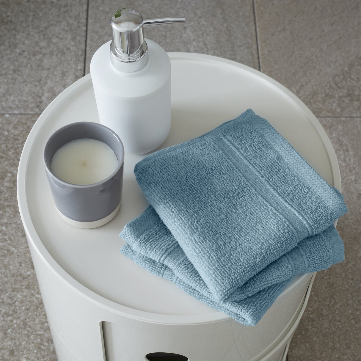 Catherine Lansfield Zero Twist 100% Cotton 450gsm Towels - Blue - Zero Twist Blue Face Cloth Pair