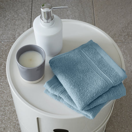 Catherine Lansfield Zero Twist 100% Cotton 450gsm Towels - Blue - Zero Twist Blue Face Cloth Pair