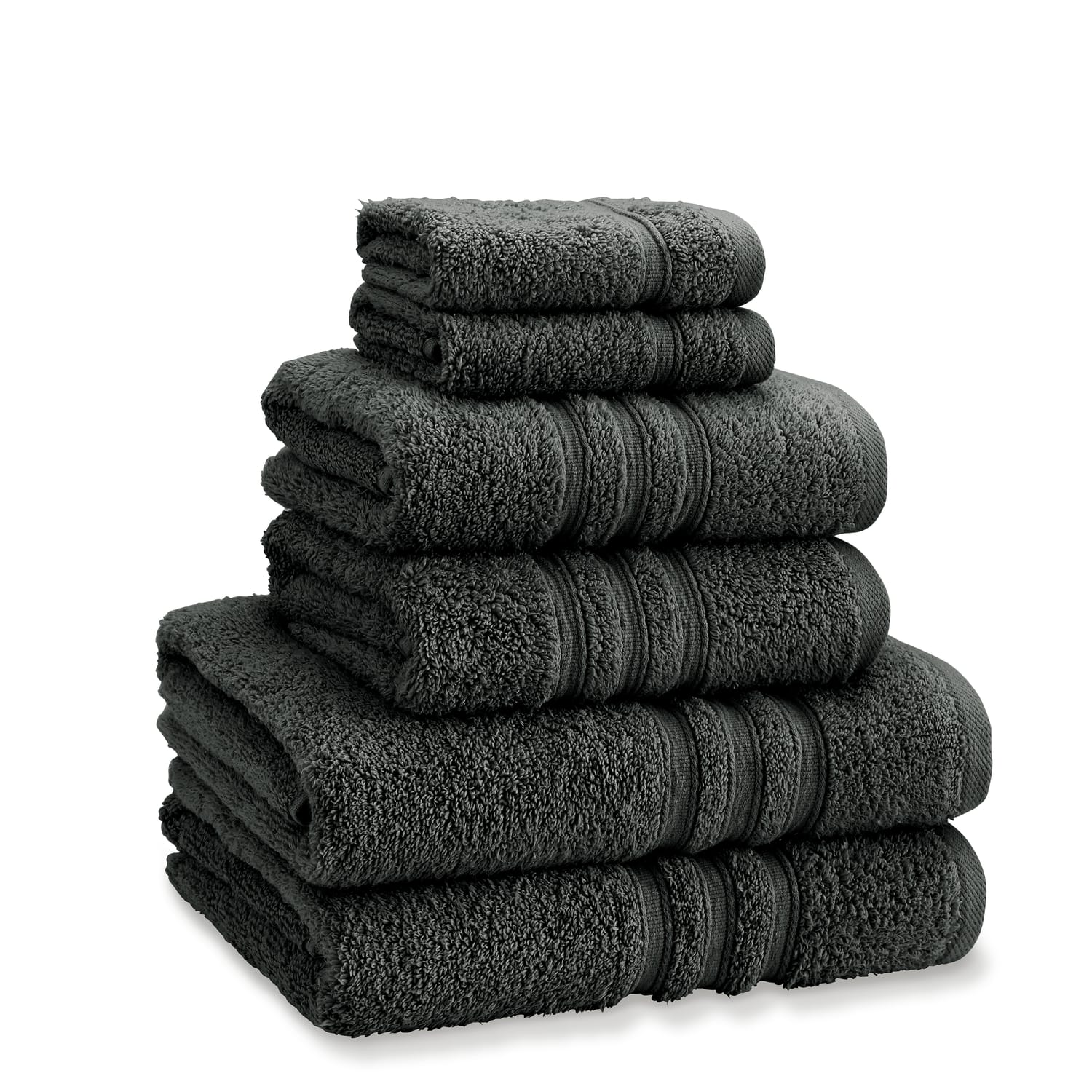 Catherine Lansfield Zero Twist 6 Piece Cotton Towel Bale Set 450gsm - Charcoal