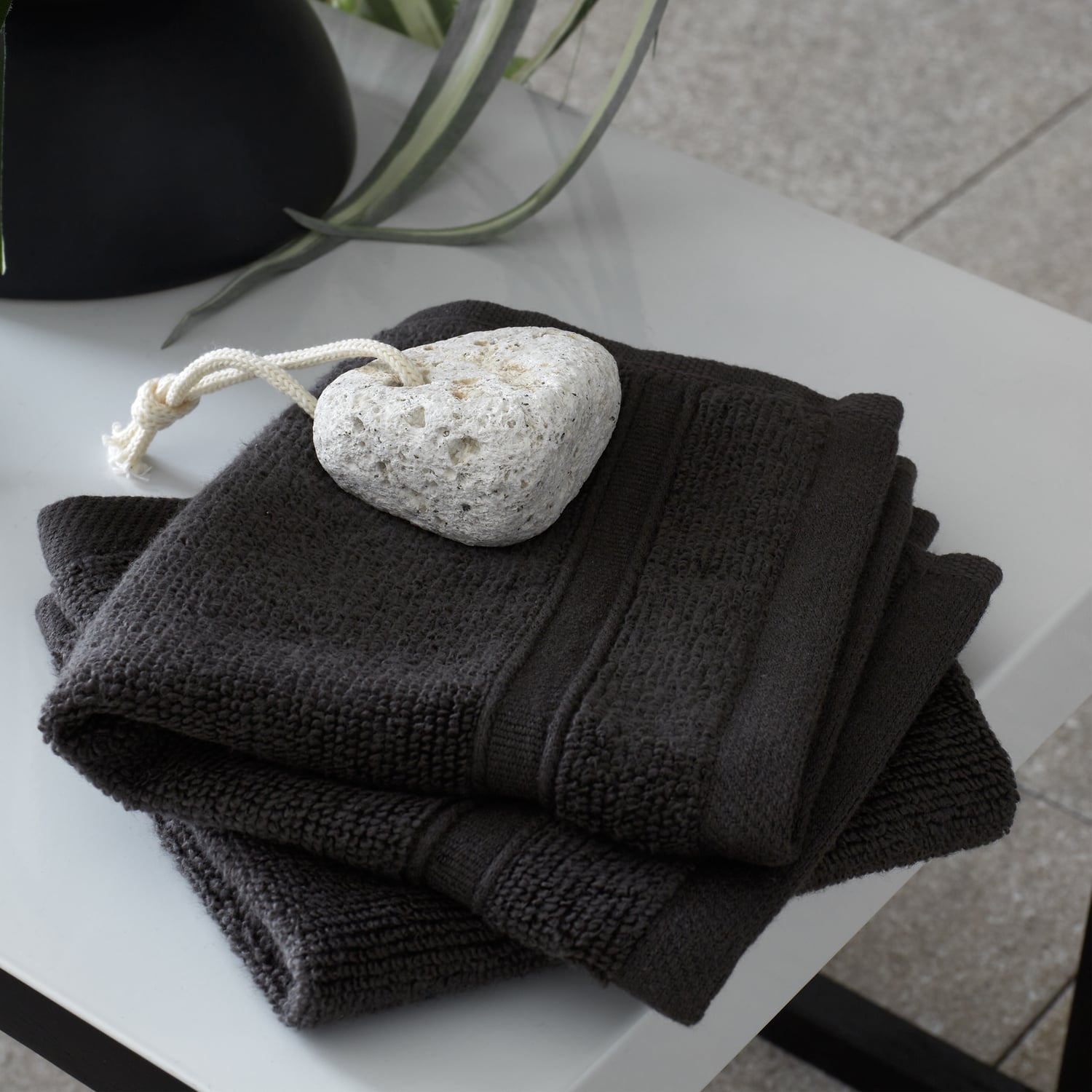 Catherine Lansfield Zero Twist 100% Cotton 450gsm Towels - Charcoal - Zero Twist Charcoal Face Cloth
