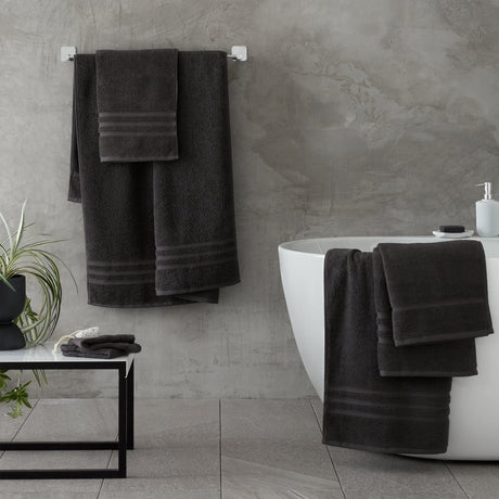 Catherine Lansfield Zero Twist 100% Cotton 450gsm Towels - Charcoal - Zero Twist Charcoal Group