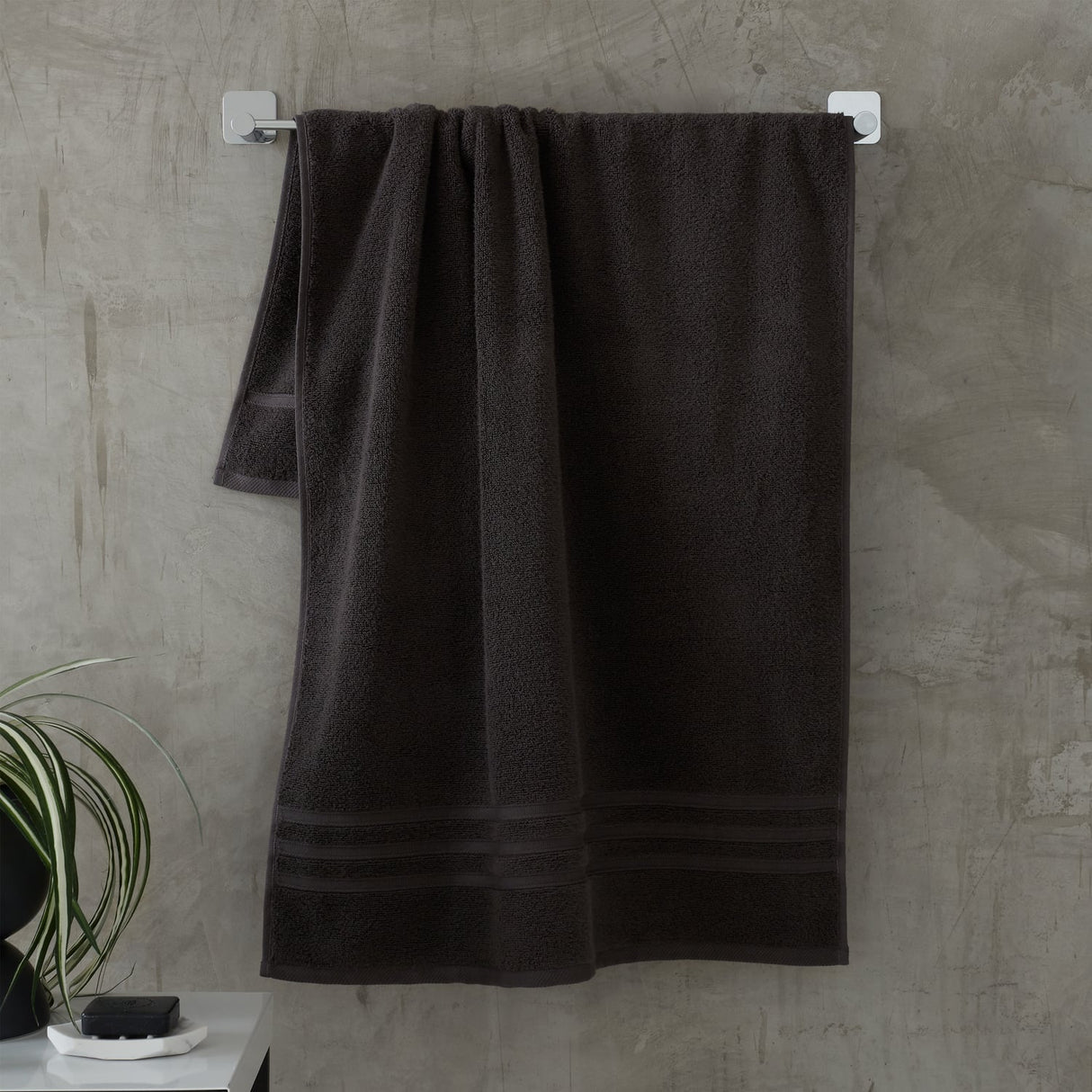 Catherine Lansfield Zero Twist 100% Cotton 450gsm Towels - Charcoal - Zero Twist Charcoal Towels