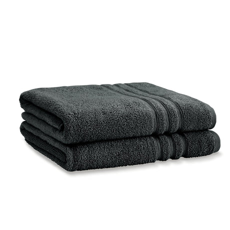 Catherine Lansfield Zero Twist 100% Cotton 450gsm Towels - Charcoal - Zero Twist Charcoal Towel Pair