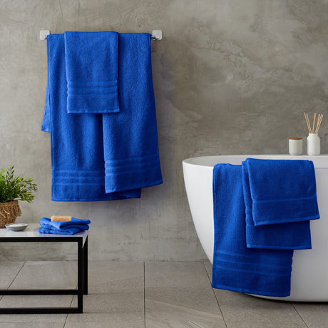 Catherine Lansfield Zero Twist 100% Cotton 6 Piece Towel Bale Set - Cobalt Blue - Zero Twist Cobalt Blue Towel Bale